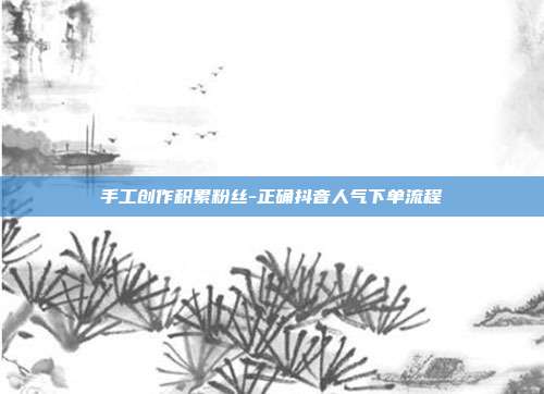手工创作积累粉丝-正确抖音人气下单流程