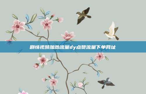剧情视频加热流量dy点赞流量下单网址