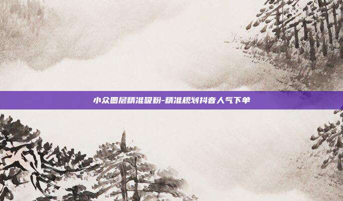 小众圈层精准吸粉-精准规划抖音人气下单