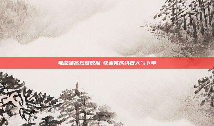 电脑端高效做数据-快速完成抖音人气下单
