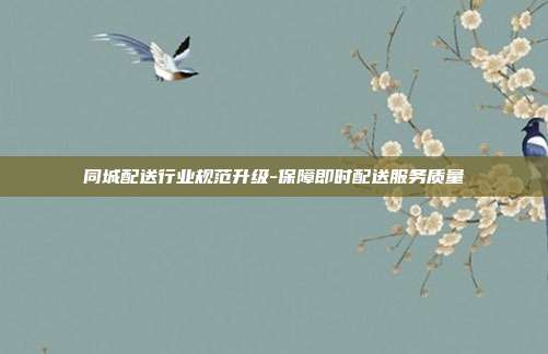 同城配送行业规范升级-保障即时配送服务质量