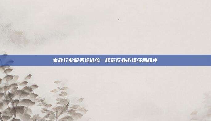 家政行业服务标准统一规范行业市场经营秩序