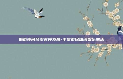 城市夜间经济有序发展-丰富市民休闲娱乐生活