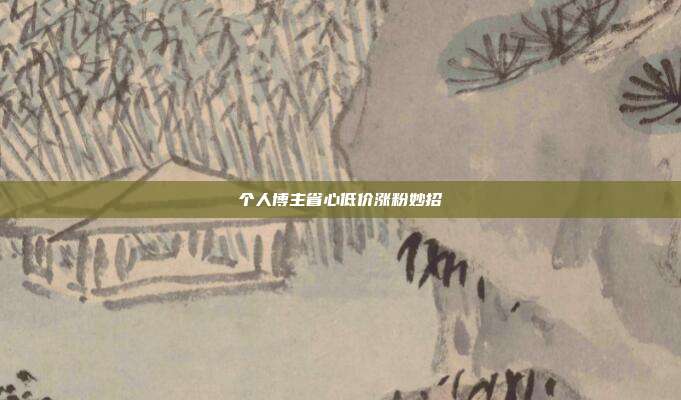 个人博主省心低价涨粉妙招