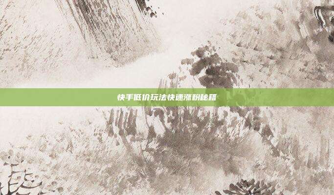 快手低价玩法快速涨粉秘籍