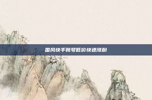国风快手账号低价快速涨粉