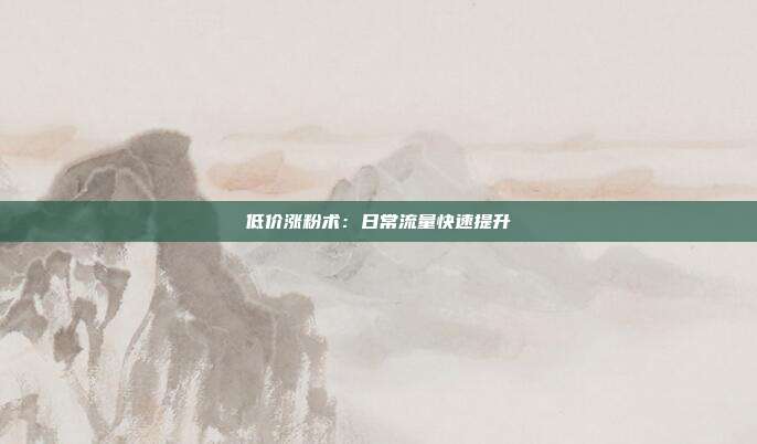 低价涨粉术:日常流量快速提升