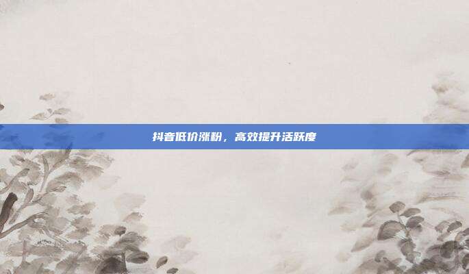 抖音低价涨粉,高效提升活跃度