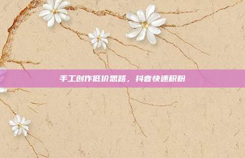 手工创作低价思路,抖音快速积粉
