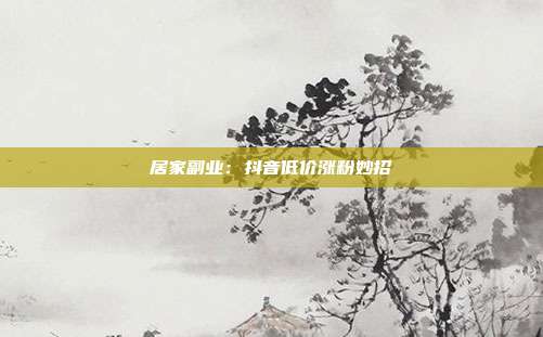 居家副业:抖音低价涨粉妙招