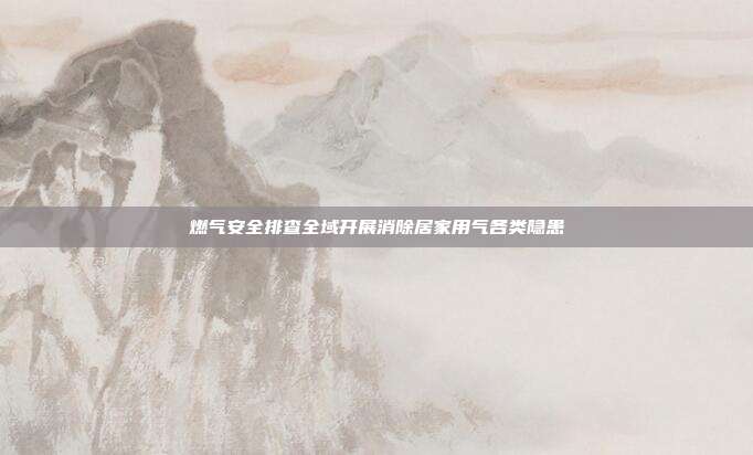 燃气安全排查全域开展消除居家用气各类隐患