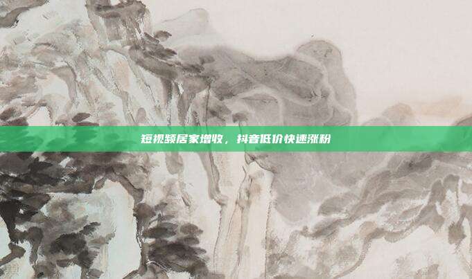 短视频居家增收,抖音低价快速涨粉