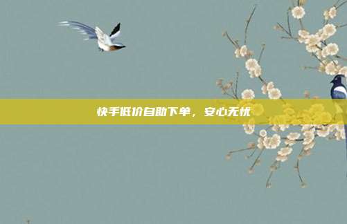 快手低价自助下单,安心无忧