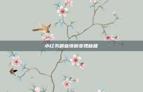 小红书副业涨粉变现秘籍