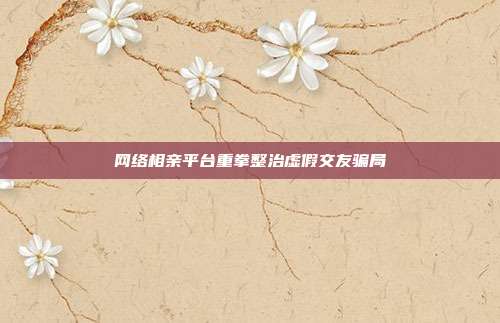 网络相亲平台重拳整治虚假交友骗局