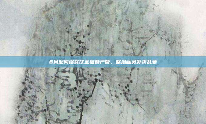 6月起网络餐饮全链条严管，整治幽灵外卖乱象