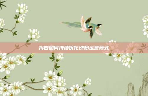 抖音如何持续优化涨粉运营模式