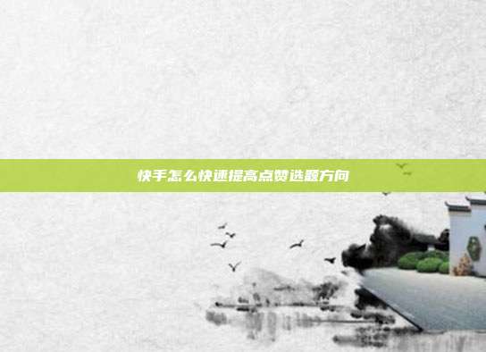 快手怎么快速提高点赞选题方向