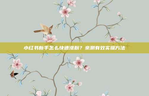 小红书新手怎么快速涨粉?亲测有效实操方法