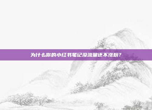 为什么你的小红书笔记没流量还不涨粉?