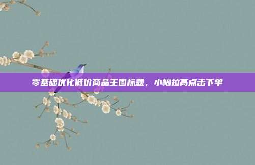 零基础优化低价商品主图标题,小幅拉高点击下单