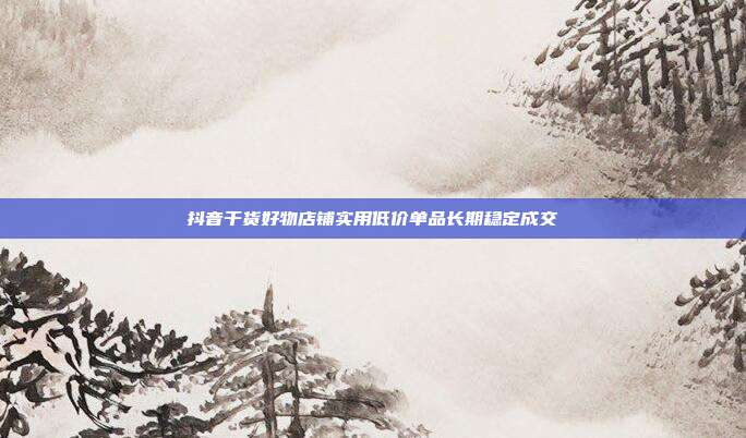 抖音干货好物店铺实用低价单品长期稳定成交