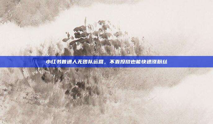 小红书普通人无团队运营,不靠投放也能快速涨粉丝