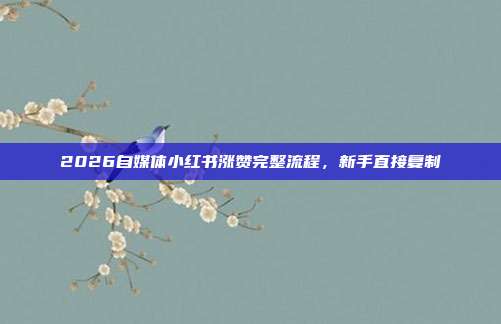 2026自媒体小红书涨赞完整流程,新手直接复制