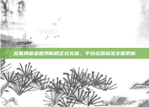 互联网信息服务新规正式实施,平台运营标准全面更新
