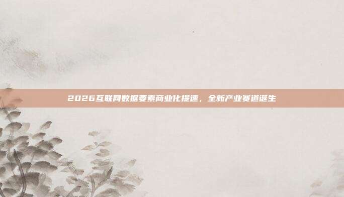 2026互联网数据要素商业化提速,全新产业赛道诞生