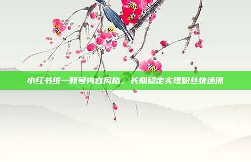 小红书统一账号内容风格,长期稳定实现粉丝快速涨
