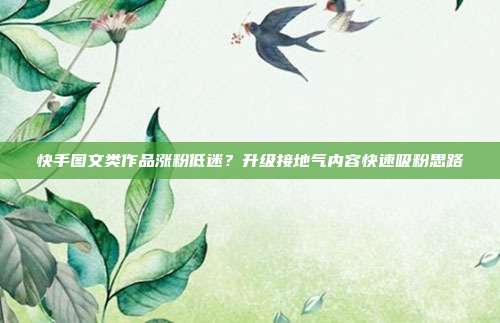 快手图文类作品涨粉低迷?升级接地气内容快速吸粉思路