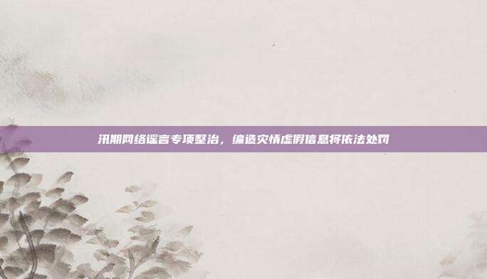 汛期网络谣言专项整治,编造灾情虚假信息将依法处罚