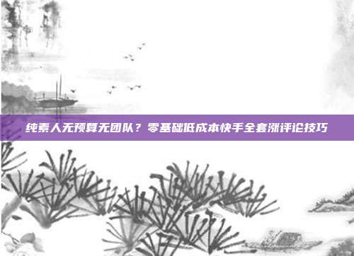 纯素人无预算无团队？零基础低成本快手全套涨评论技巧