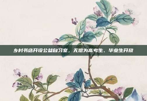 乡村书店开设公益自习室,无偿为高考生、毕业生开放