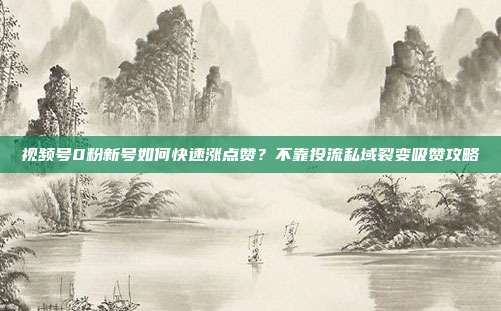 视频号0粉新号如何快速涨点赞？不靠投流私域裂变吸赞攻略