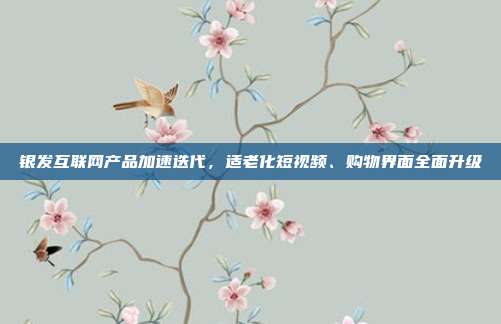 银发互联网产品加速迭代，适老化短视频、购物界面全面升级