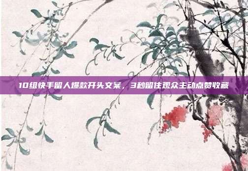 10组快手留人爆款开头文案，3秒留住观众主动点赞收藏