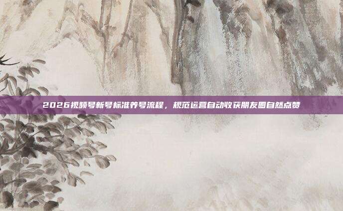 2026视频号新号标准养号流程，规范运营自动收获朋友圈自然点赞