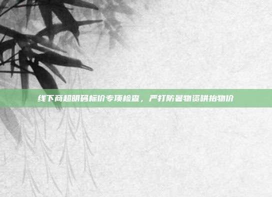 线下商超明码标价专项检查，严打防暑物资哄抬物价