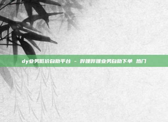 dy业务低价自助平台 - 哔哩哔哩业务自助下单 热门
