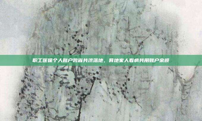 职工医保个人账户跨省共济落地，异地家人看病共用账户余额
