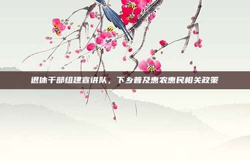 退休干部组建宣讲队，下乡普及惠农惠民相关政策