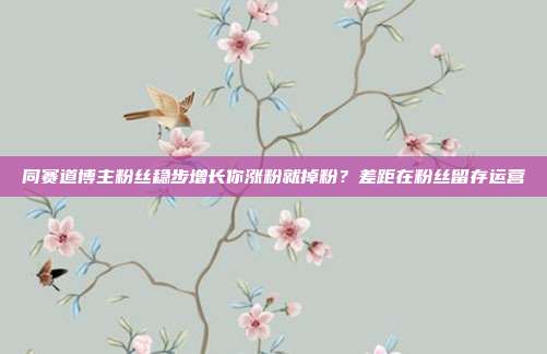 同赛道博主粉丝稳步增长你涨粉就掉粉?差距在粉丝留存运营