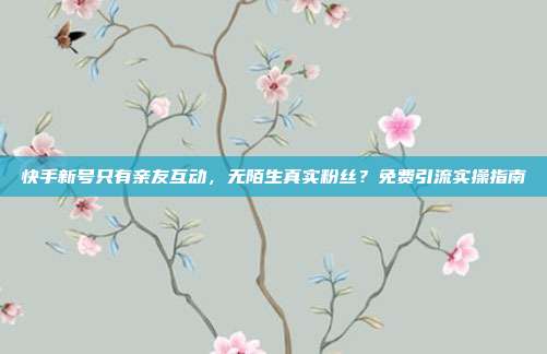 快手新号只有亲友互动,无陌生真实粉丝?免费引流实操指南
