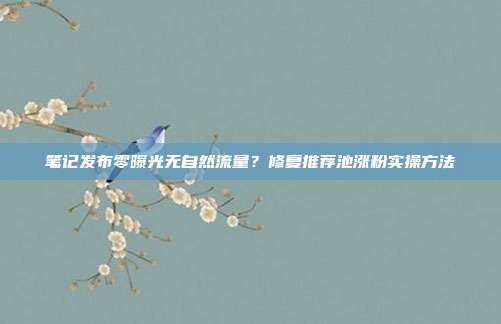 笔记发布零曝光无自然流量？修复推荐池涨粉实操方法