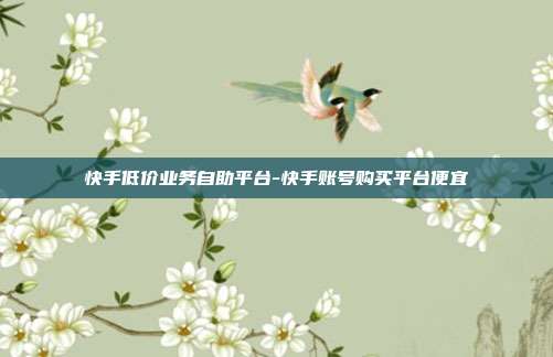 快手低价业务自助平台-快手账号购买平台便宜
