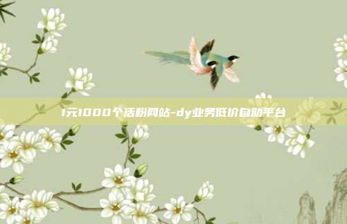 1元1000个活粉网站-dy业务低价自助平台