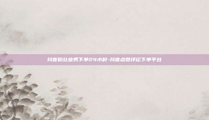 抖音粉丝业务下单24小时-抖音点赞评论下单平台