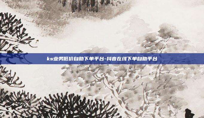ks业务低价自助下单平台-抖音在线下单自助平台